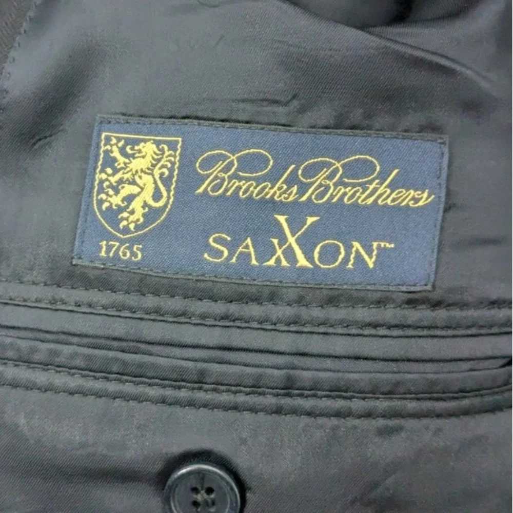 Brooks Brothers Makers Merchants Saxxon Wool Madison Fit 46L Black Suit Jacket